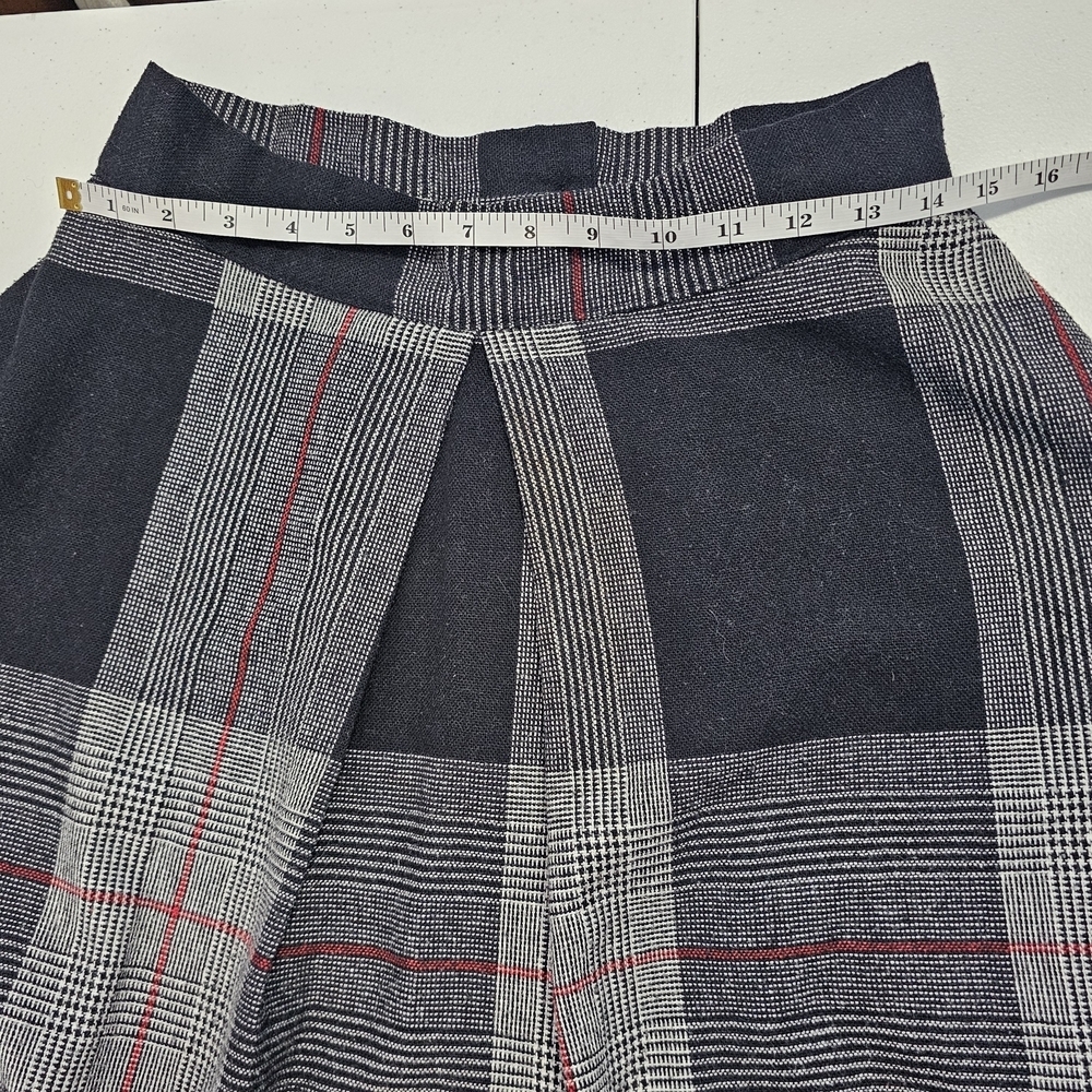 Vintage Wool Blend Plaid Womens Black & Gray Plaid Midi Skirt - Picture 11 of 16